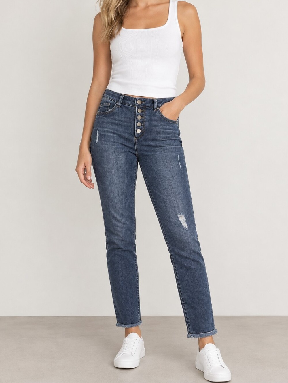 Democracy Ab Solution Distressed Button Fly Skinny Jeans Size 6